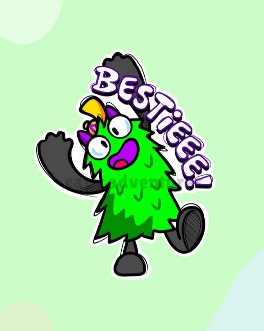 Bestie Sticker | Waterproof Motivational Vinyl Sticker | Laptop, iPad & Water Bottle Decal