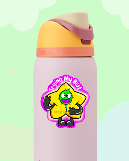 Golden Star Capy Sticker | Waterproof Motivational Vinyl Sticker | Laptop, iPad & Water Bottle Decal