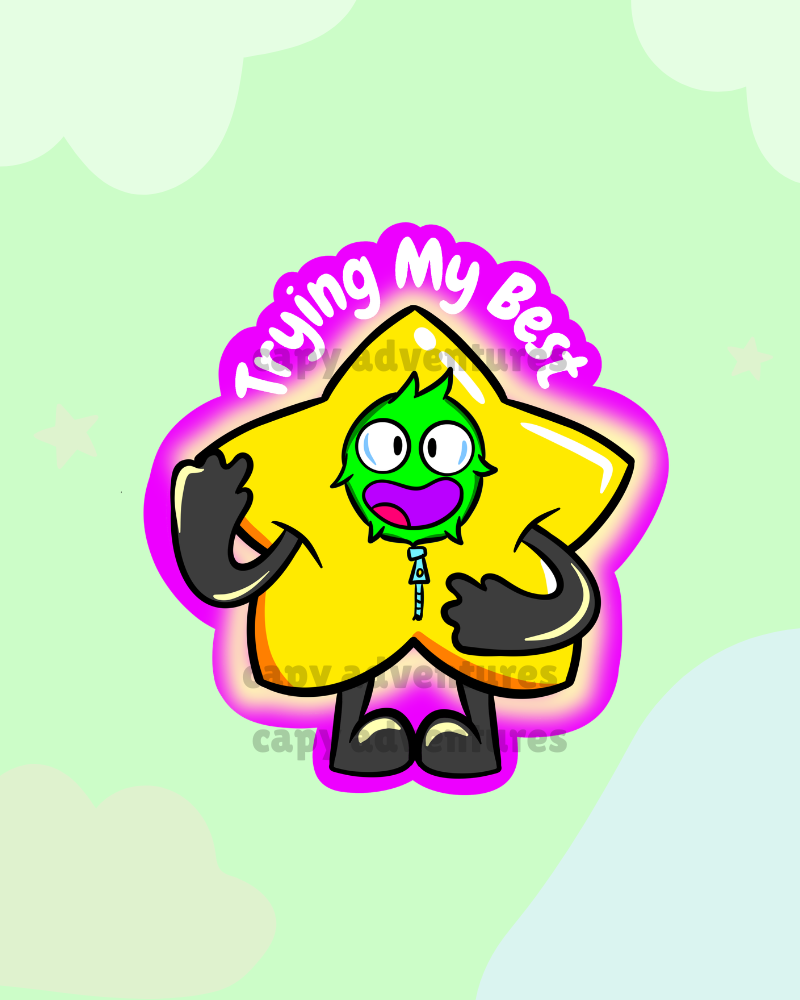 Golden Star Capy Sticker | Waterproof Motivational Vinyl Sticker | Laptop, iPad & Water Bottle Decal